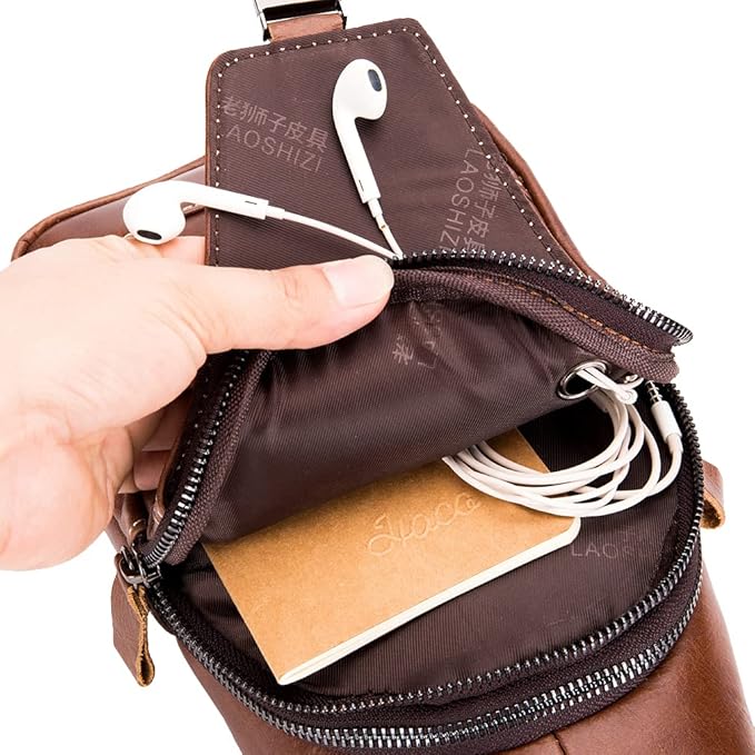 Hebetag Leather Sling Bag Crossbody Backpack - Image 7