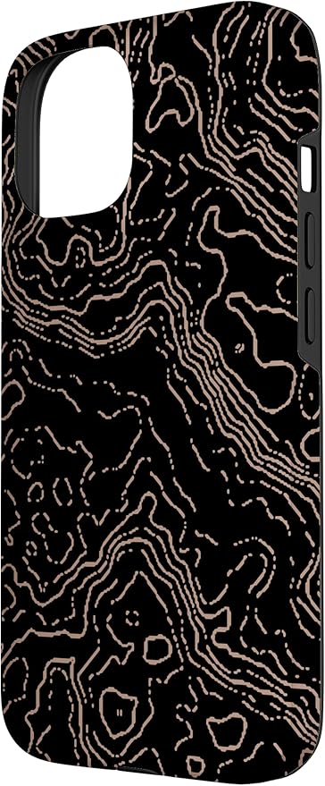 Topography Black & Brown Abstract Pattern Topographic Map Case - Image 2