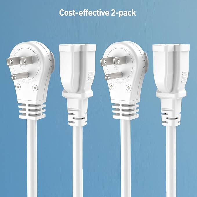 Cable Matters 2-Pack 16 AWG 360° Rotating Flat Plug Short Extension Cord - 1ft - Image 7