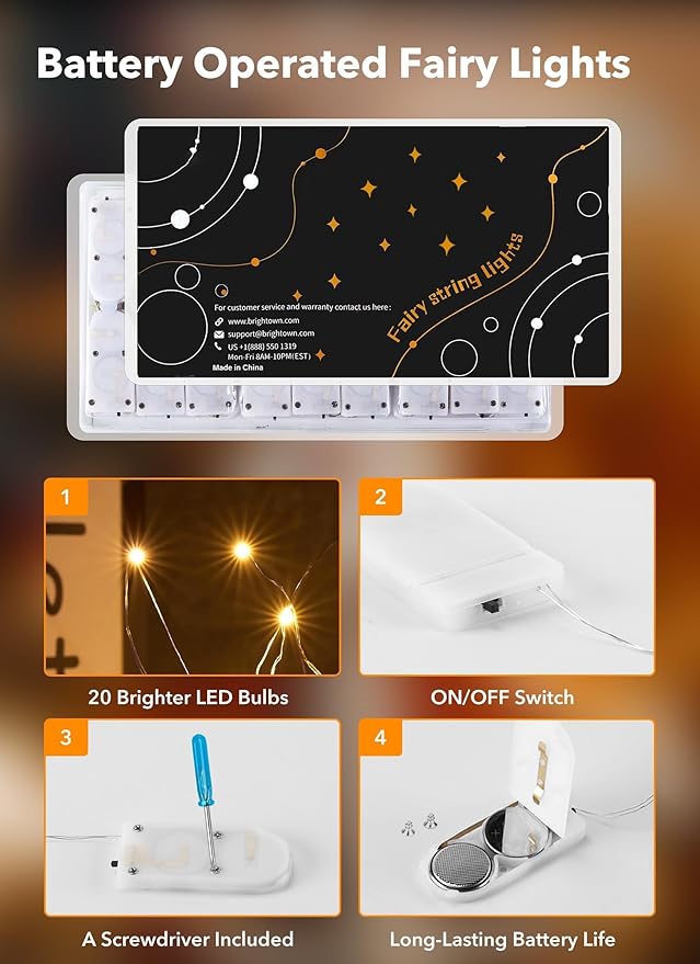 Brightown 24 Pack Fairy Lights Battery Operated - 7Ft 20 Led Mini String Lights - Image 2