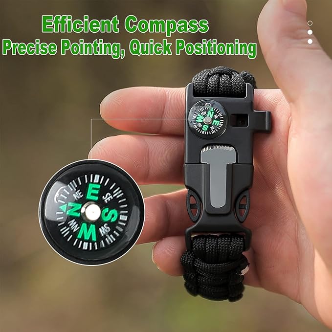Bracelets, Survival Bracelets for Men Paracord Tactical 5-in-1 Camping Gear Kits - Image 2