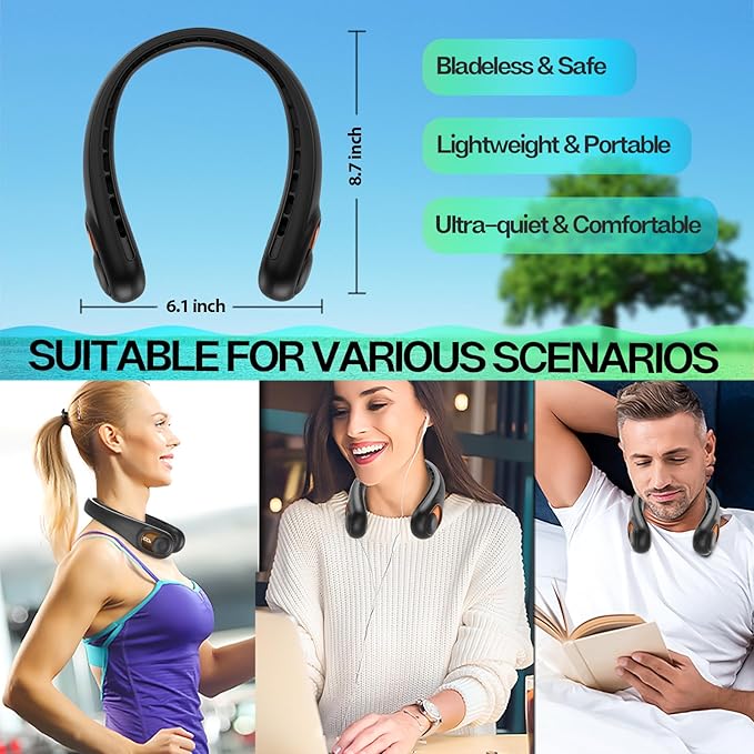 KIDEE Neck Fan, Portable Bladeless Neck Fans, Upgrade 360° Airflow, Super Quiet - Image 6