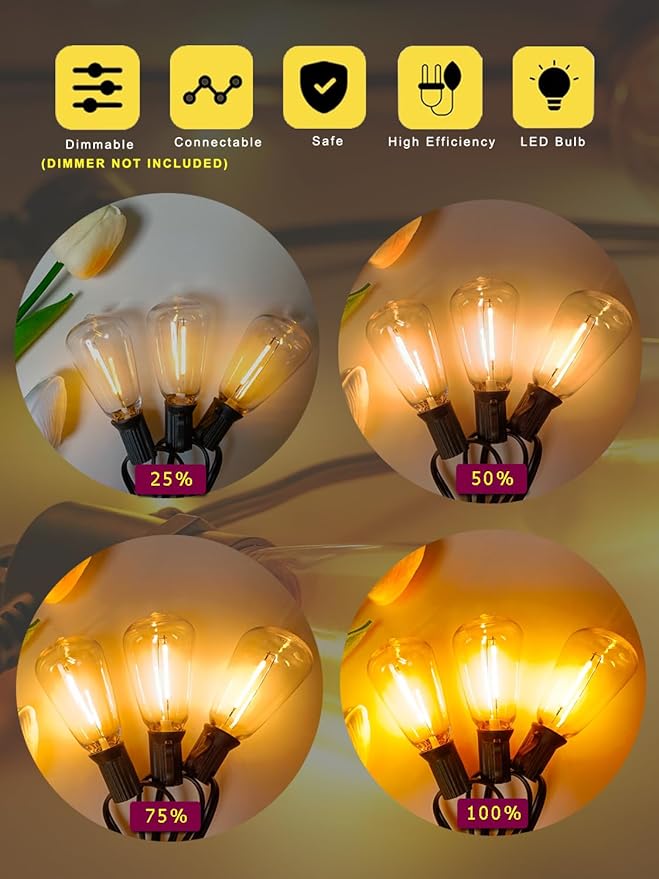DAMAING String Lights for Outside 300FT shatterproof connectable Patio Lights - Image 4