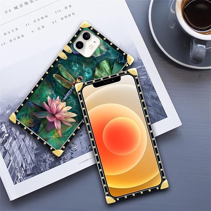 Compatible with iPhone 11 Case, Colourful Dragonfly Pink Lily Pads Luxury - Image 6