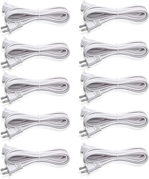 2 Prong Extension Cord, Safe for Home, Dorm Use White Extension Cord - Image 2