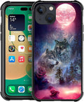 for iPhone 14 Plus Case, Star Two Wolfs Howling Pattern Graphic Design Girl Boy by FKBRCL4U