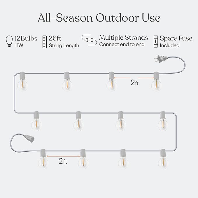Brightech Ambience Pro LED String Lights - 26 Ft Commercial Grade Patio Lights - Image 5