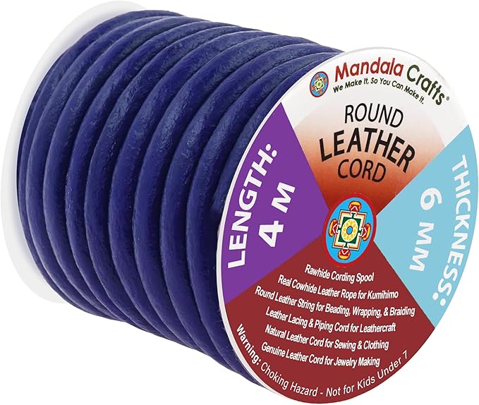 Mandala Crafts Round Genuine Navy Blue Leather Cord by MandalaCrafts