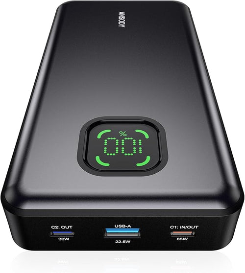 65W Power Bank, 25000mAh Travel Essential USB C Laptop Portable Charger by Ansody