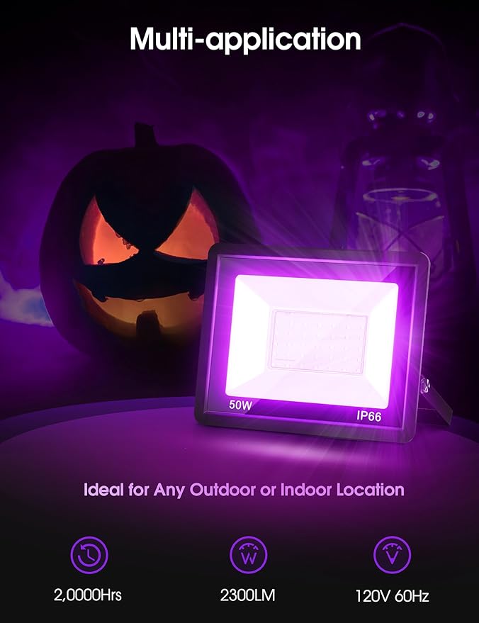 L LOHAS LED Orange and Purple Christmas Halloween Flood Light Outdoor, 2 Pack - Image 4