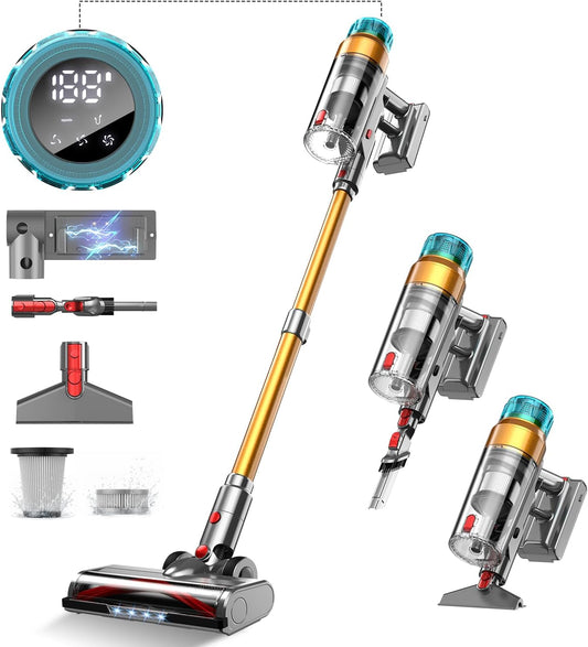 Cordless Vacuum Cleaner for Home 600W 55Kpa Upgraded Powerful Stick Vacuum Up to 60Mins, Anti-Tangle & Wall Mount Charging, 8 in 1 Lightweight Vacuum Cleaners for Home/Pet Hair/Carpets/Floors