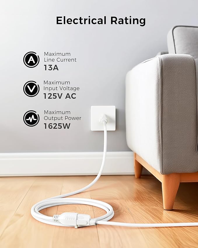 Cable Matters 2-Pack 16 AWG Heavy Duty 13A Short Power Extension Cord - 1ft - Image 2