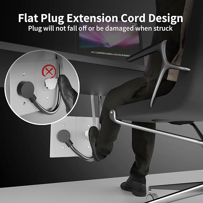 HUANCHAIN 14 Gauge 6 Feet Flat Plug Extension Cord Black Indoor Outdoor - Image 5