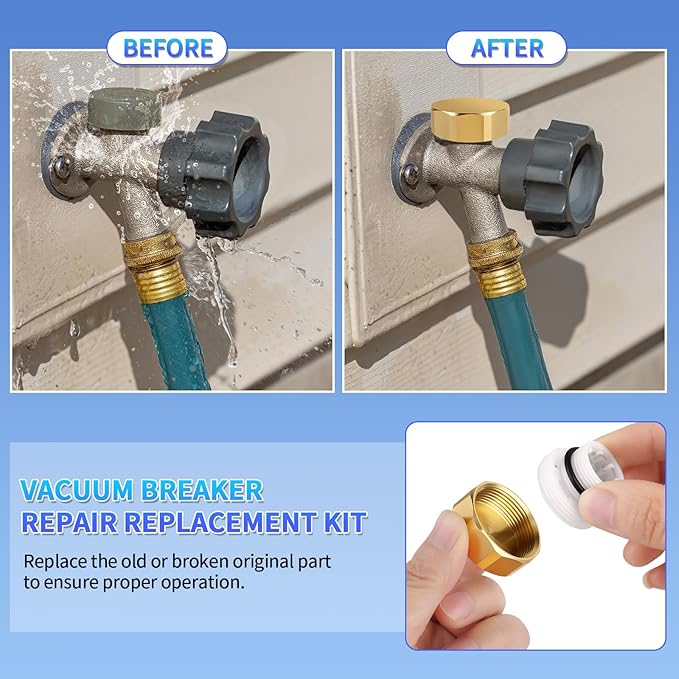 Boltigen 2 Sets Outdoor Faucet Repair Kit, Brass Vacuum Breaker Outside Faucet - Image 5