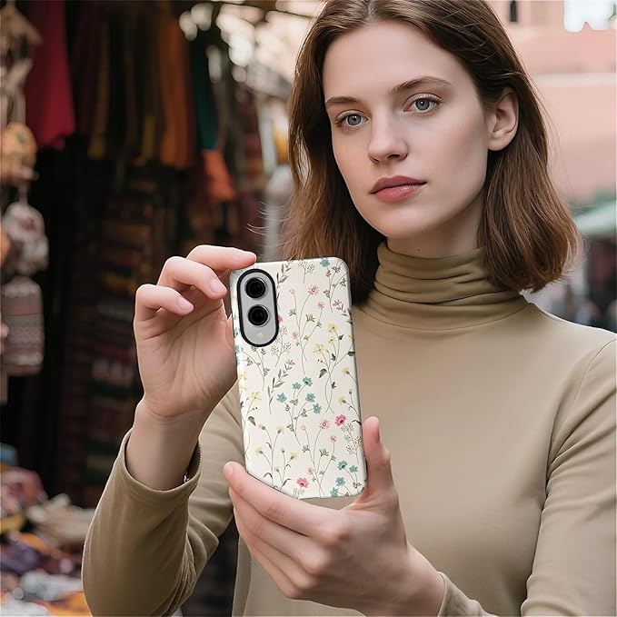 for Samsung Galaxy S25 Edge Case, HL2 Beige Flower Branch Hybrid 2 Layer Hard - Image 5