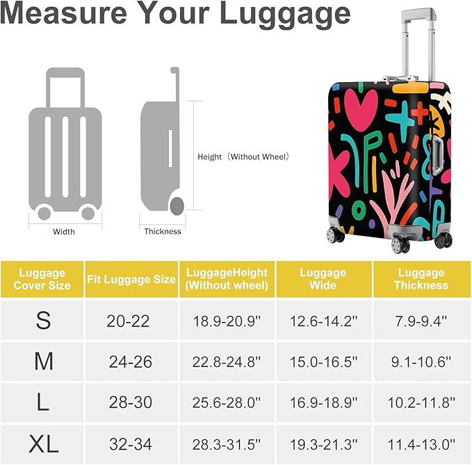 ANNA QUEEN Color Pop Abstract Luggage Cover, Modern Geometric Art Suitcase - Image 5