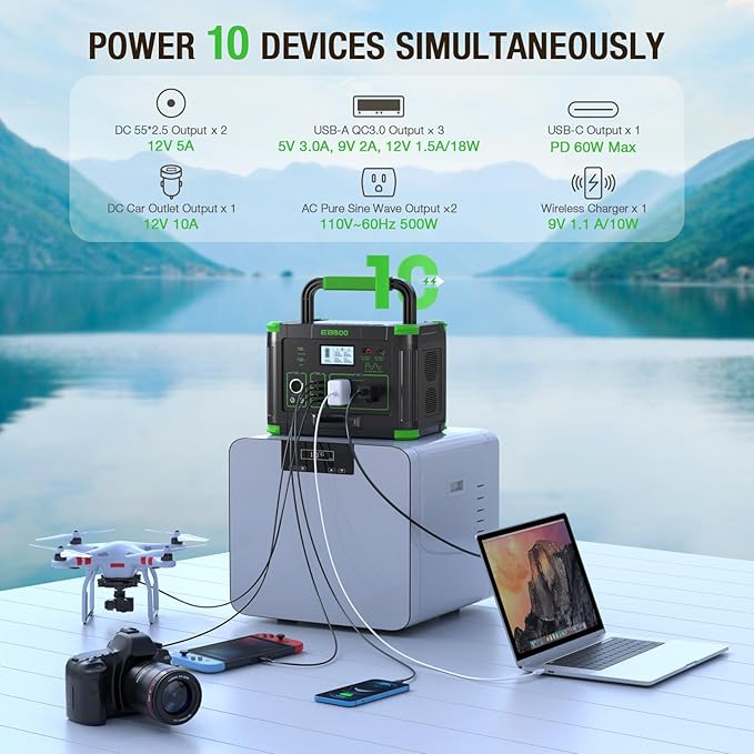 Portable Power Station 500W, 519Wh Solar Generator - Image 3