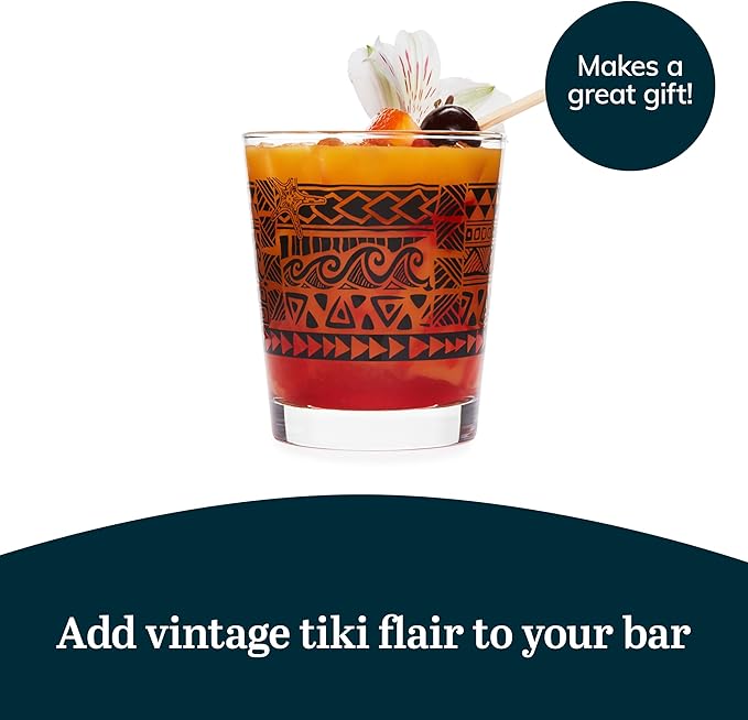 Libbey Tiki Rocks Glasses Set, Vintage-style Glassware Drinking Glasses Set of 4 - Image 5