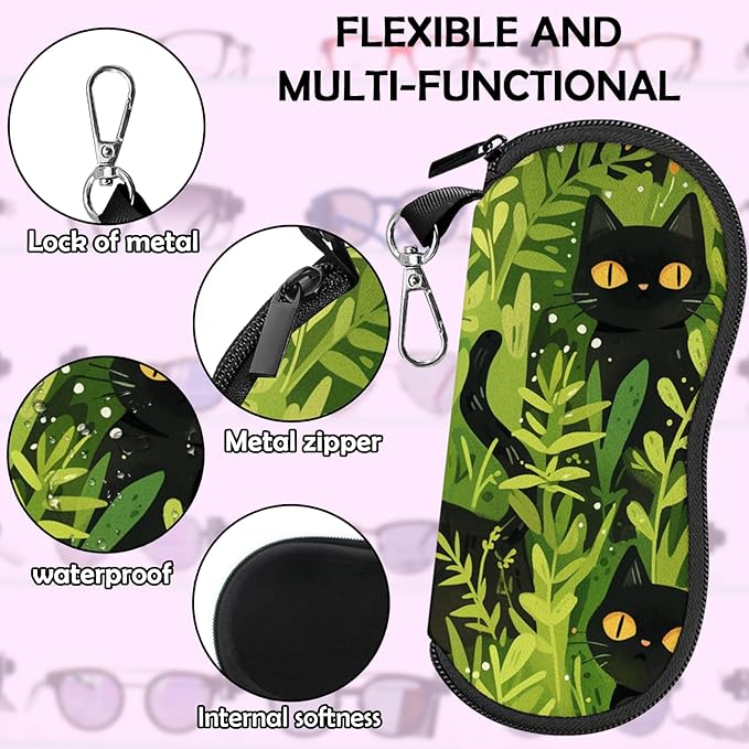 Glasses Case Sunglasses Eyeglass Soft Case Zipper Light Neoprene Pouch - Image 4