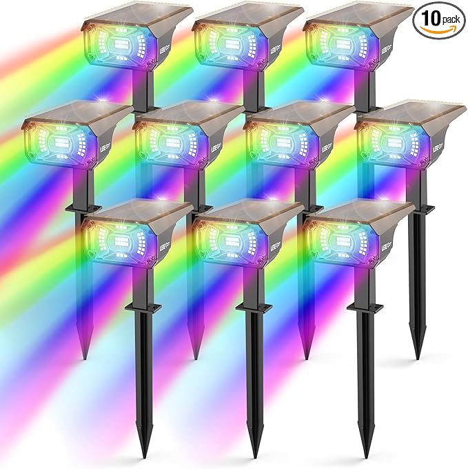 LEREKAM Solar Spot Lights Outdoor Color Changing, IP65 Garden Lights Solar by LEREKAM