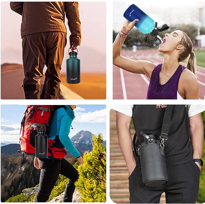 Water Bottle Insulated 32oz 40oz 64oz 128oz Straw Lid Spout Lid & 3 Lids - Image 6