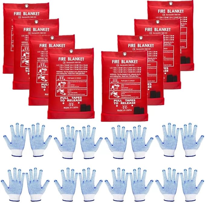 Blankets 8 Packs with Gloves. High Heat-Resistant fire Blankets by SACXFMC