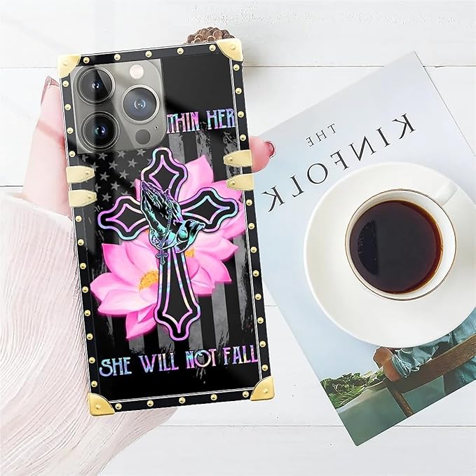 Compatible with iPhone 15 Pro Max Case, Praying Cross Hands Luxury Golden - Image 7