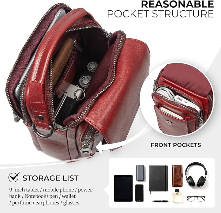 Augus Leather Small Messenger Bag - Image 6