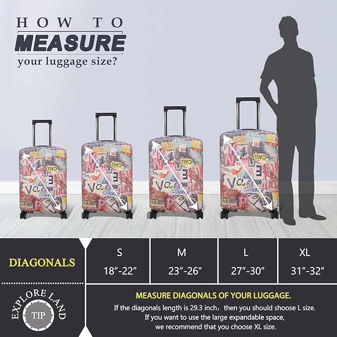 Explore Land Travel Luggage Cover Suitcase Protector Fits 27-30 Inch Case - Image 5