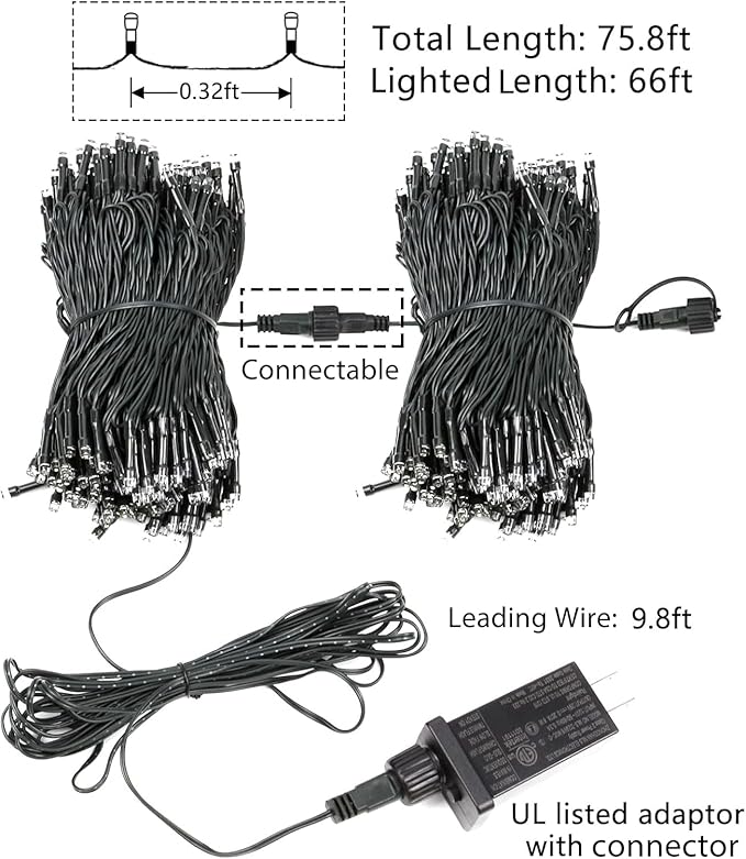 200 LED Red White and Blue Christmas String Lights Outdoor Indoor, 75.8 FT 4th - Image 8