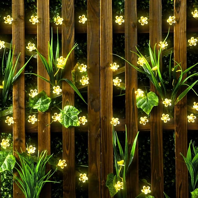 ITICdecor Solar Flower String Lights Outdoor Waterproof 50 LED Fairy Light - Image 3