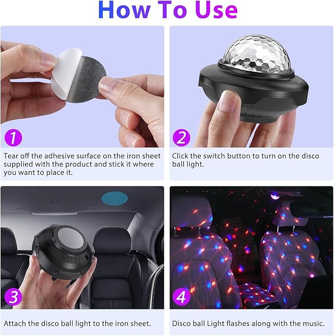 Battery Powered Disco Ball, Rechargeable Party Lights, Strobe Lights Sound - Image 6