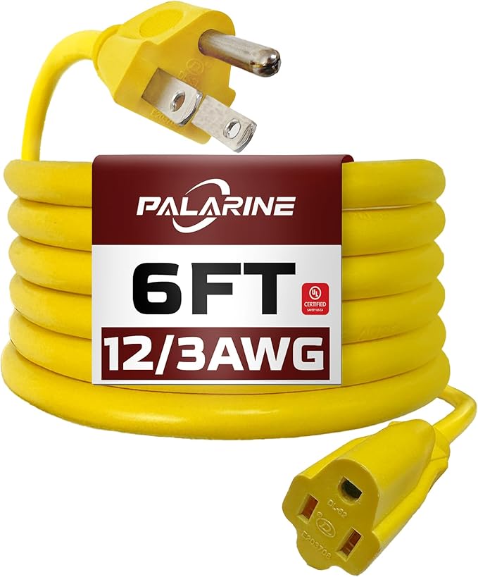 6ft Yellow Outdoor Extension Cord Waterproof, UL Listed, 12/3 SJTW Heavy Duty 3 by PALARINE