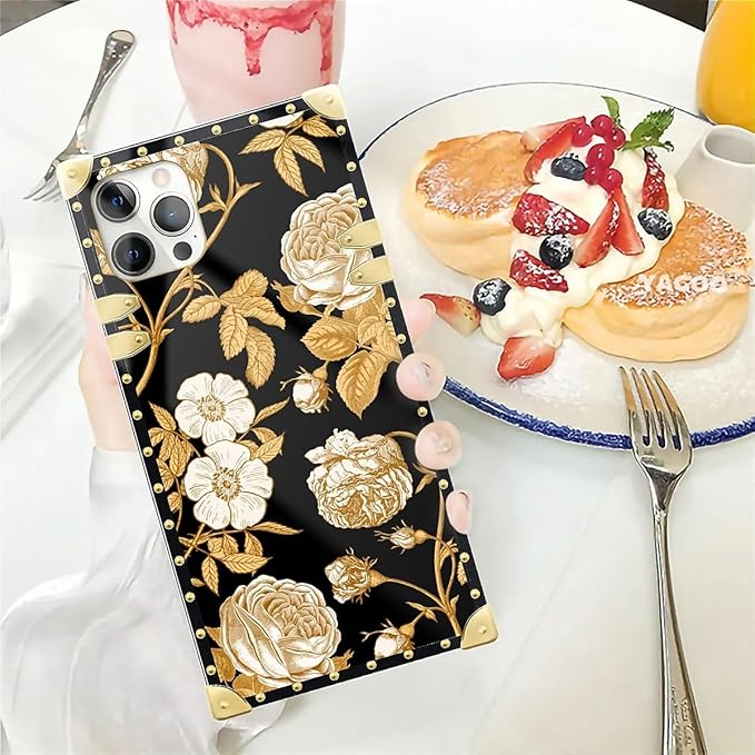 Compatible with iPhone 12 Pro Max Case, Blooming Rose Golden Flower Luxury - Image 5