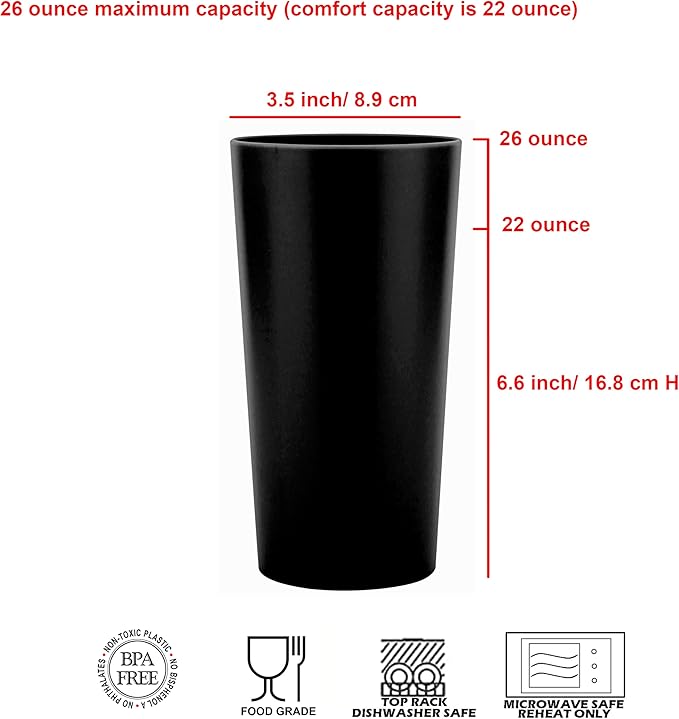 26-ounce Plastic Drinking Glasses Stackable Tumblers Water Cups Mixed Drinkware - Image 2