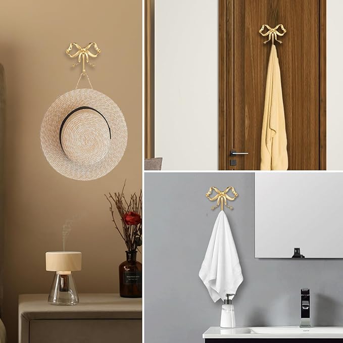 2 Pcs Gold Bow Wall Hooks - Image 4
