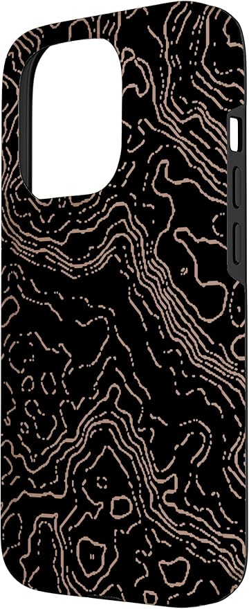 Topography Black & Brown Abstract Pattern Topographic Map Case - Image 2