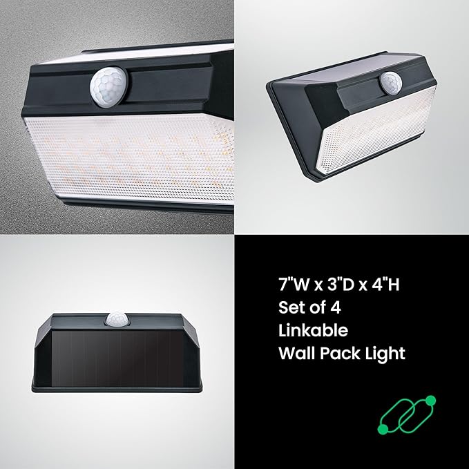 Home Zone Mesh Linkable Series 4-Pack Solar SMD LED Security Wall Pack Light - Image 7