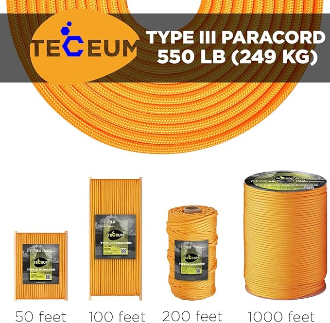 TECEUM Reflective Paracord Rope 1000 – 1000ft/200ft/100ft/50ft – 40+ Colors – - Image 9