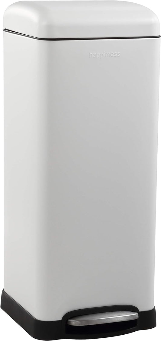 happimess HPM1007A Betty Retro 8-Gallon Step-Open Trash Can with Soft-Close Lid, Fingerprint Resistant, Modern, Minimalistic for Home, Kitchen, Laundry Room, Office, Bedroom, Bathroom, White
