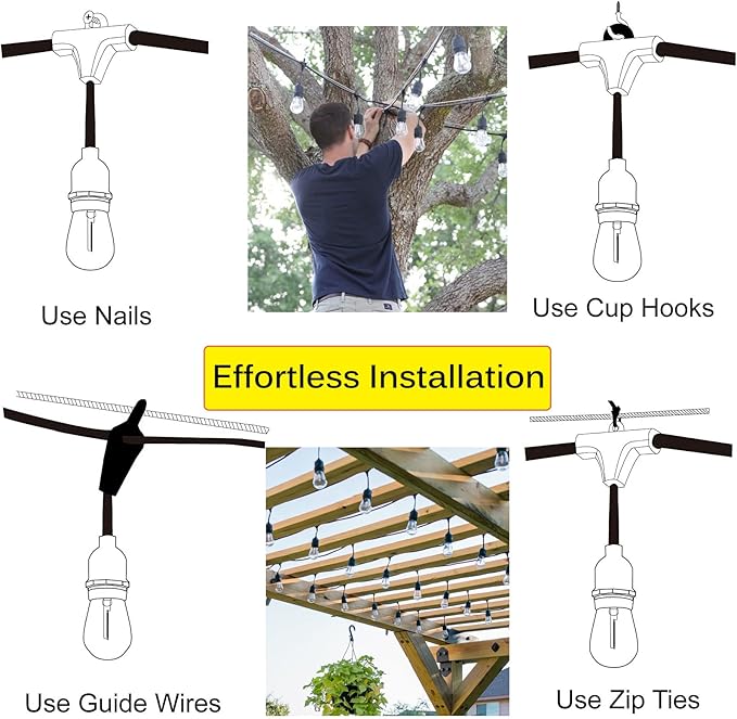 Outdoor String Lights LED 100FT Heavy-Duty Patio Lights String - Image 6