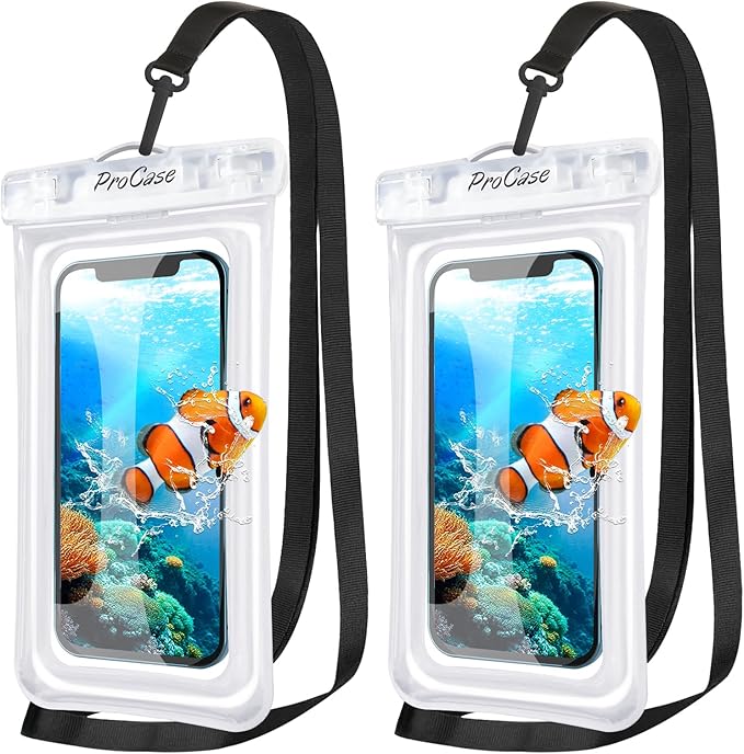 ProCase 2 Pack Floating Waterproof Phone Pouch IPX8, Universal Dry Bag Fits by ProCase
