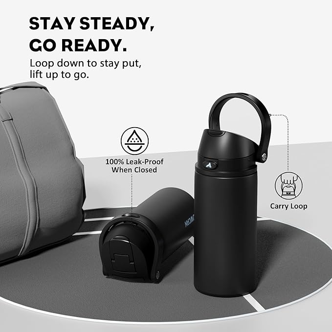 POWCAN 18 oz Insulated Water Bottle: 2-in-1 Push-Button Spout & Quick-Flip Straw - Image 4
