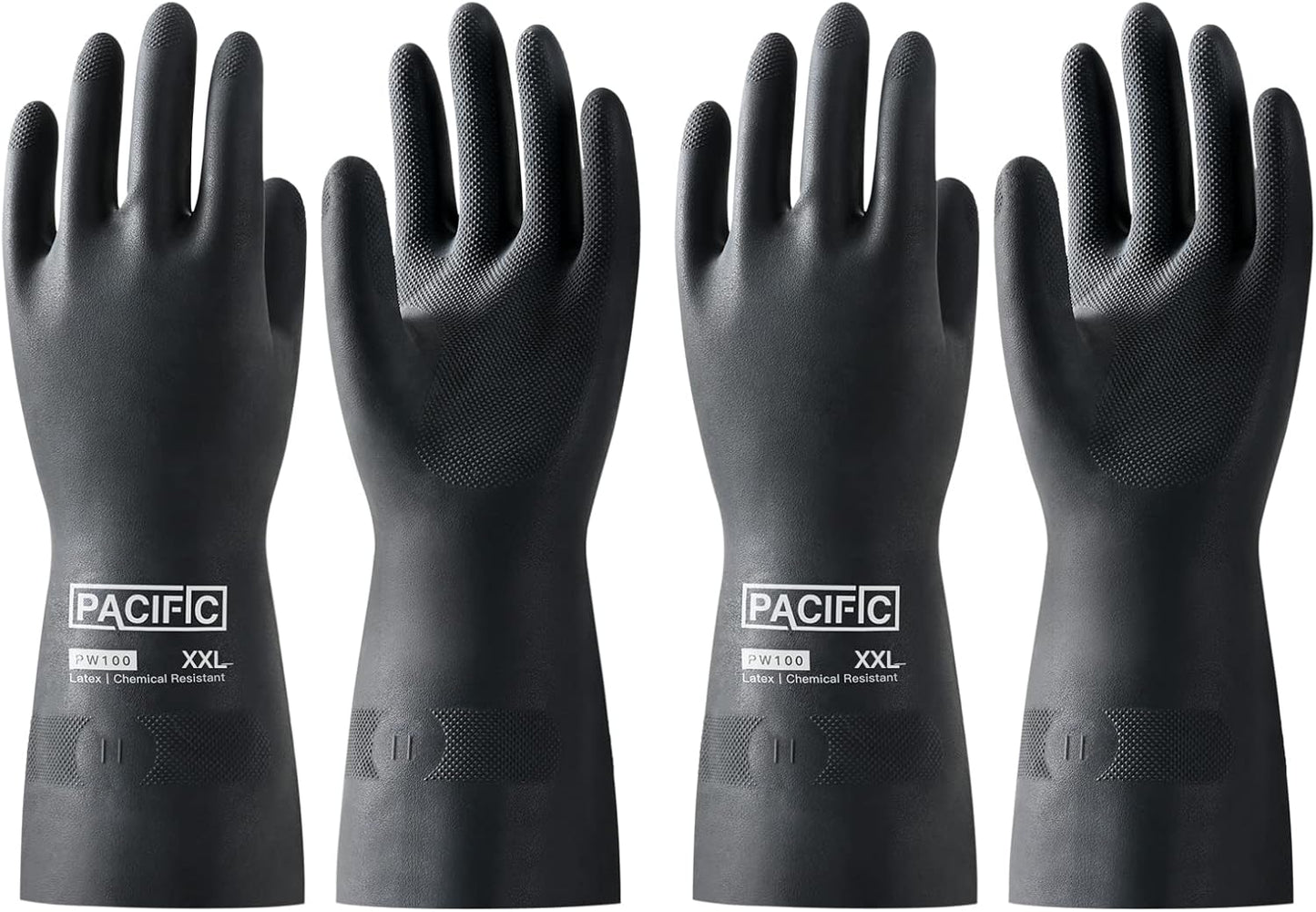 PACIFIC PPE 2 Pairs Chemical Resistant Gloves, Heavy Duty Industrial Rubber Gloves, Resist Acid, Alkali and Oil, 12.6", XX-Large