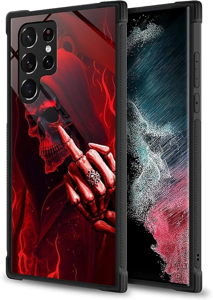 for Samsung Galaxy S23 Ultra Case, Gestures Funny Skull Pattern Graphic Design - Image 5