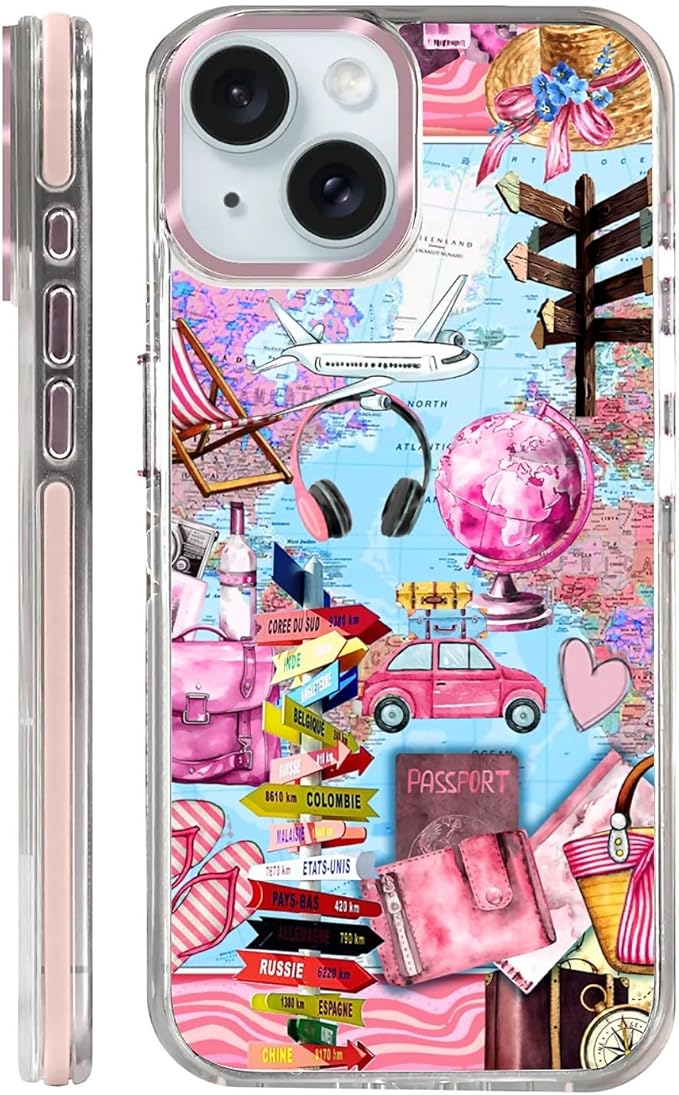 Case for iPhone 13/14, Cover Holiday Trip World Map Phone Case Design，for Women by Toulas