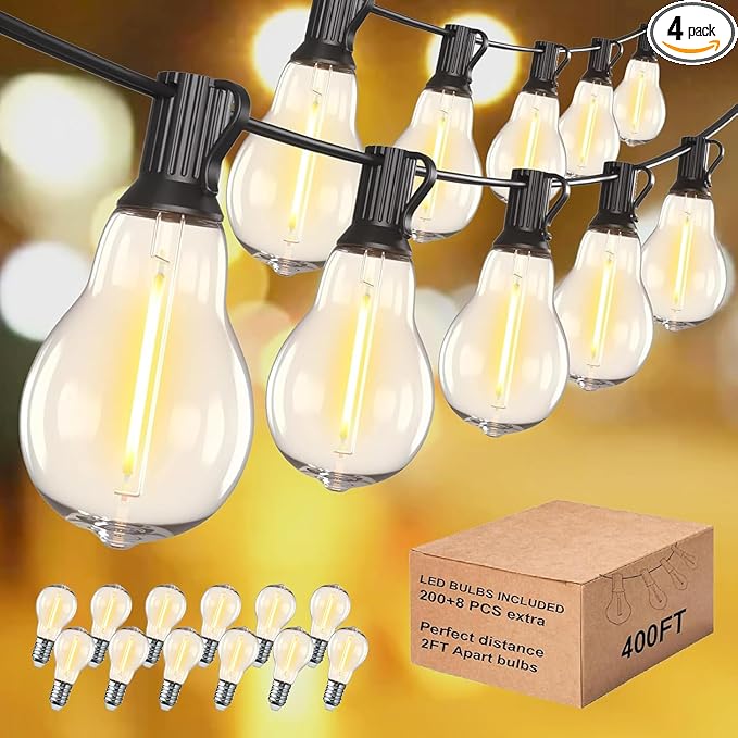 Outdoor String Lights 400FT Patio Lights by Tswayflort
