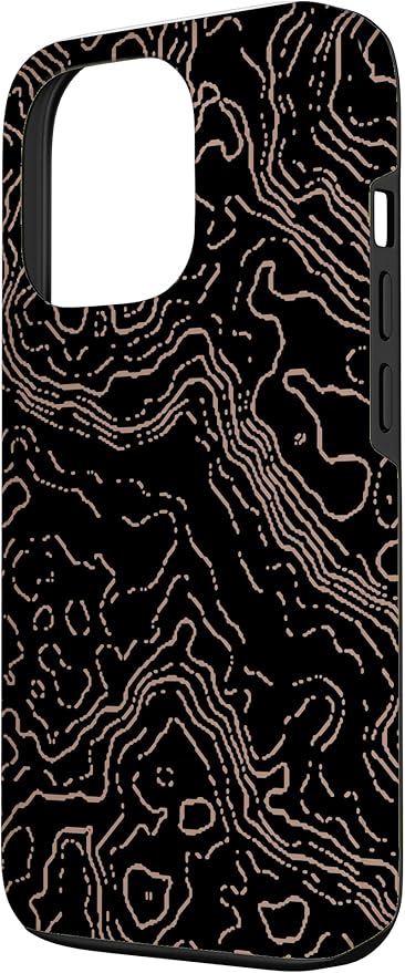 Topography Black & Brown Abstract Pattern Topographic Map Case - Image 2