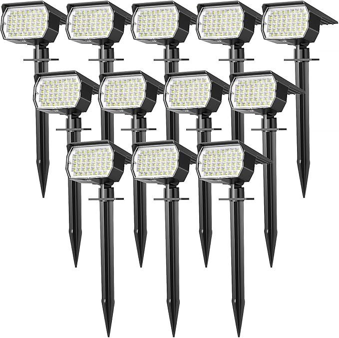 WENATY Solar Spot Lights Outdoor Waterproof IP65, 12 Pack Landscape Spotlights by WENATY