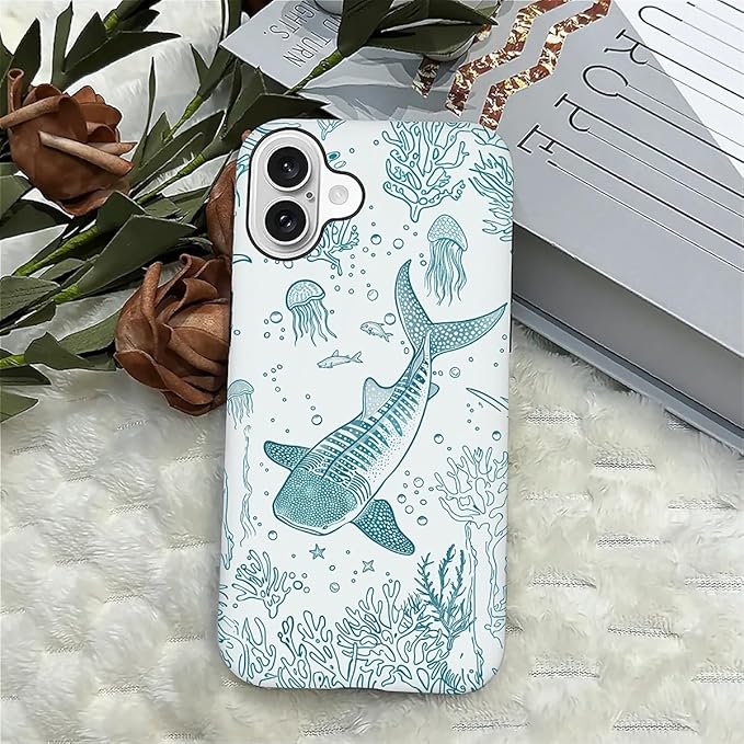 for iPhone 16 Case, HH2 Ocean Whale Shark Hybrid 2 Layer Hard Shell Silicone - Image 4